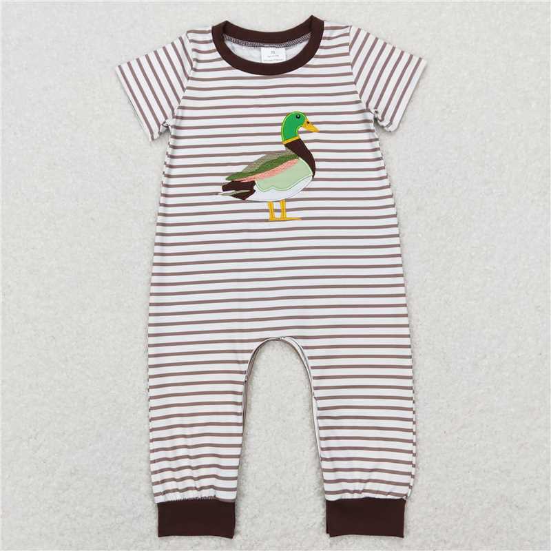 RTS NO MOQ（In Stock) SR0517 Embroidered duck short-sleeved jumpsuit
