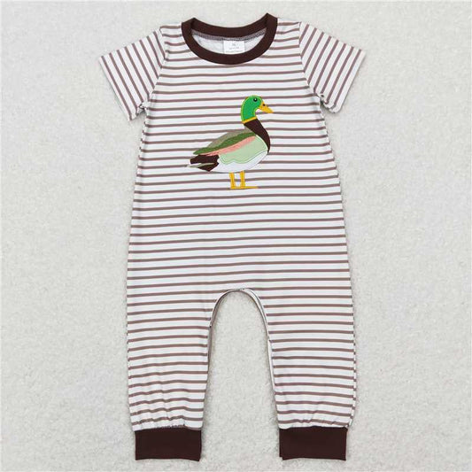 RTS NO MOQ（In Stock) SR0517 Embroidered duck short-sleeved jumpsuit
