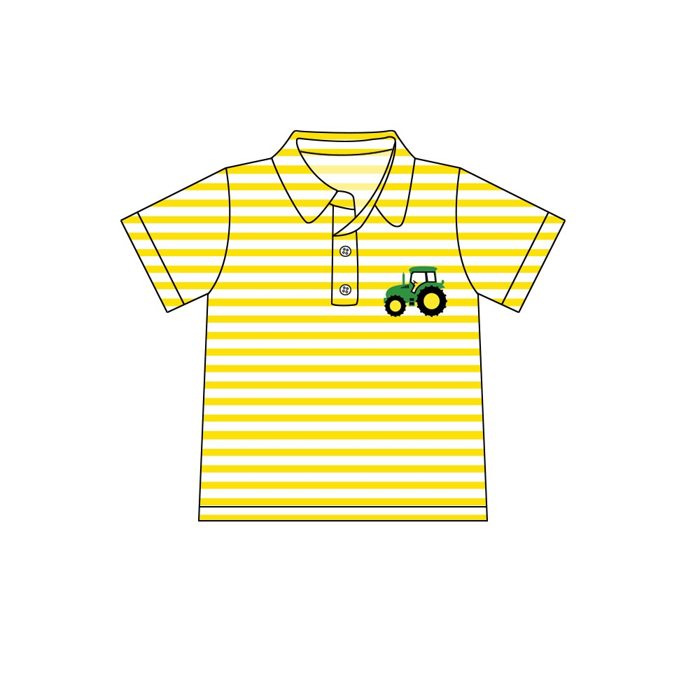 Deadline August 10 custom no moq Yellow Tractor Stripe Boys Shirt