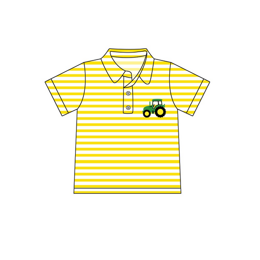 Deadline August 10 custom no moq Yellow Tractor Stripe Boys Shirt