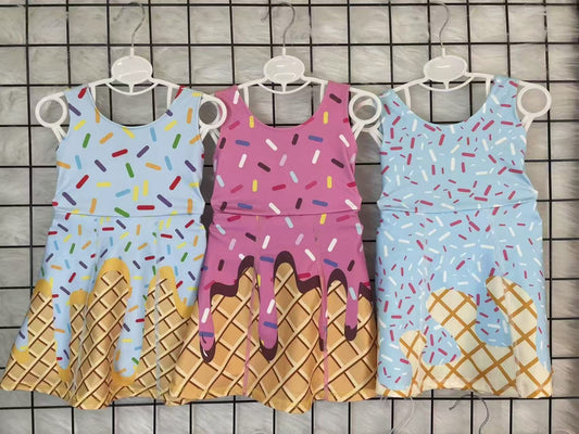 RTS NO MOQ Sibling baby girl clothes yoga team sleeveless skirt sets