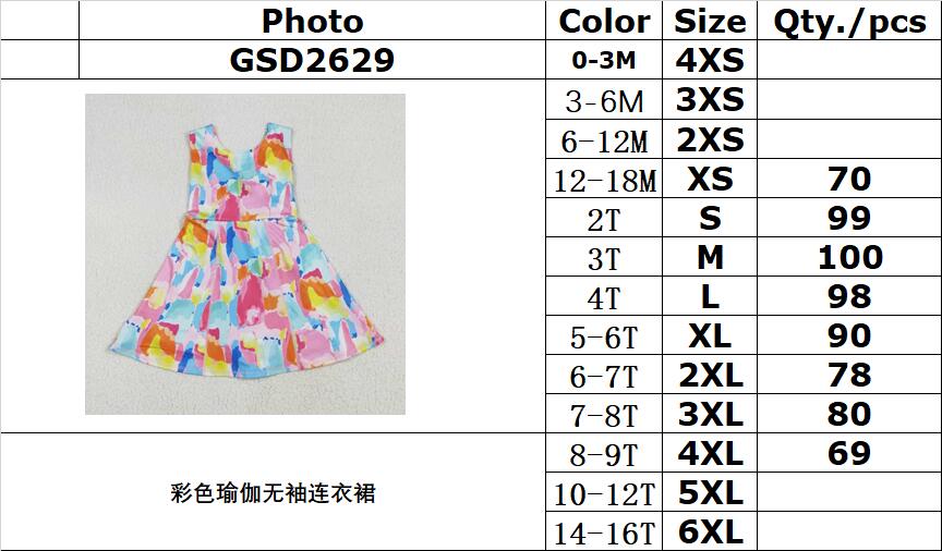 RTS NO MOQ GSD2629 Colorful yoga sleeveless dress