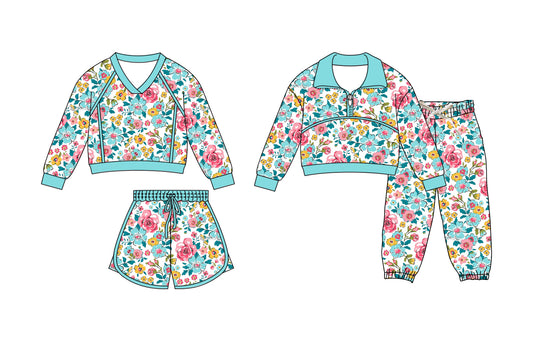 25.11.27 custom each style moq 5 eta 6-8week Sibling Sisters floral baby girl long sleeve pants sets and skirts sets match family design