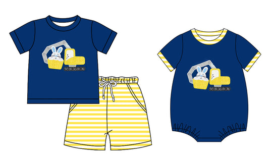 25.12.2 custom each style moq 5 eta 6-8 week Sibling Sister bunny baby boy short sleeve shorts sets and boy rompers match family design