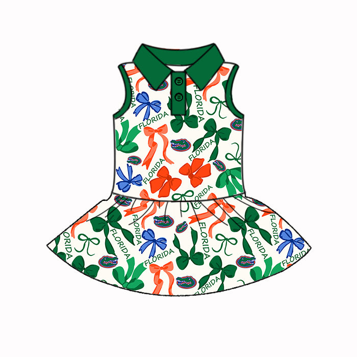 Custom moq 5 mix sizes summer teams baby girls clothes team green short sleeve skirts shorts sets dress 1 and dress 2 and dress 3 and dress 4-25.5.13