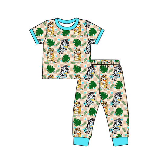 9.25 custom each style moq 5eta 4-6week Sibling Sister cartoon dog baby boys short sleeve sets and rompers match design