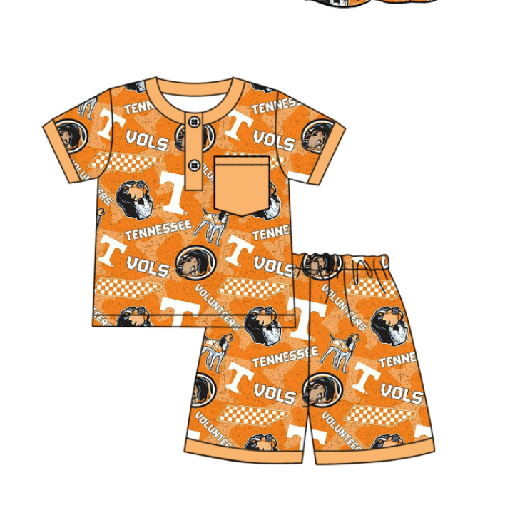 Custom summer teams baby girls clothes team orange sets dress romper-25.5.6