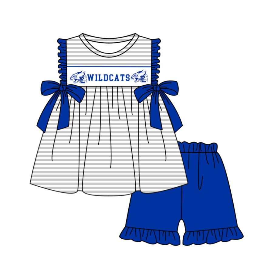 Custom moq 5 mix size milk silk summer teams baby boys girl clothes blue short sleeve shorts sets 2 and brief sets and dress and rompers 2