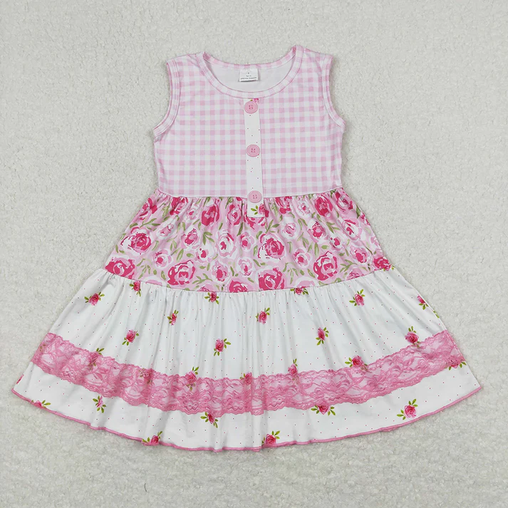 RTS NO MOQ baby girls clothes floral short sleeve Clothes Sets dress