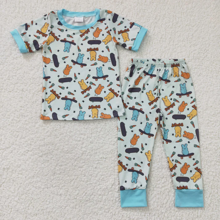 RTS NO MOQ Easter short-sleeved top and long-sleeved pants set