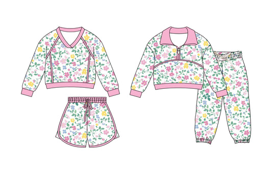 25.11.27 custom each style moq 5 eta 6-8week Sibling Sisters floral baby girl long sleeve pants sets and skirts sets match family design