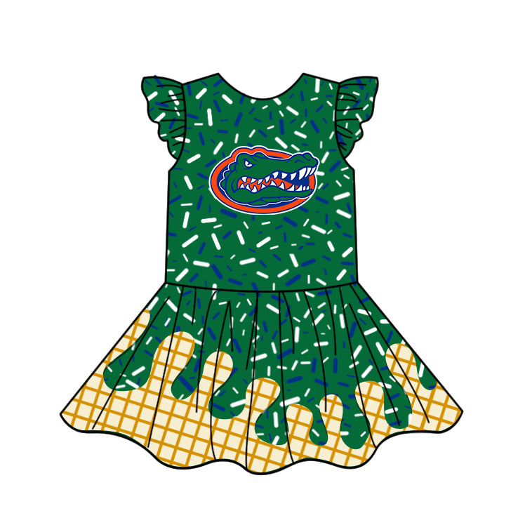 Custom summer teams baby girls clothes team green hooded long sleeve tops and dress and skirts and shorts 1 and shorts 2-25.5.8