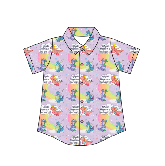 Custom moq 5 mix size milk silk baby boys clothes summer cartoon button short sleeve top