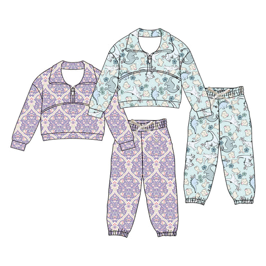 25.12.3 custom each style moq 5 eta 6-8week Sibling Sisters baby girl clothes long sleeve pants sets 2 match family design