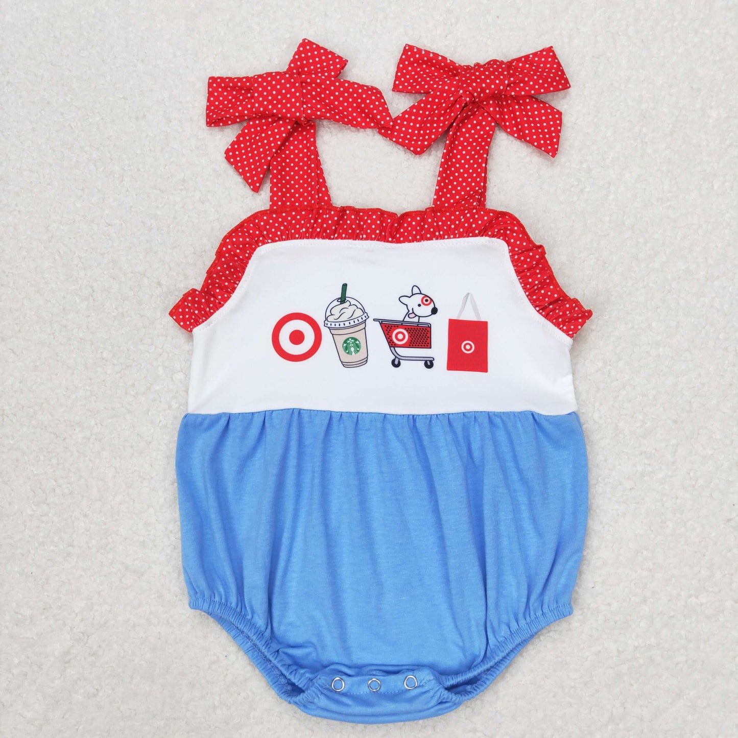 RTS no moq SR1605 target puppy target red lace blue vest jumpsuit