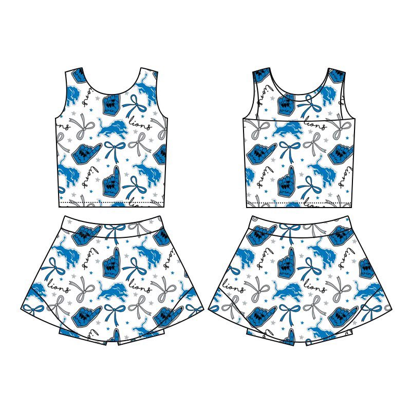 custom bow blue team sleeveless sets