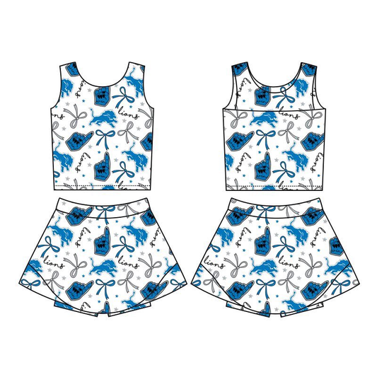 custom bow blue team sleeveless sets