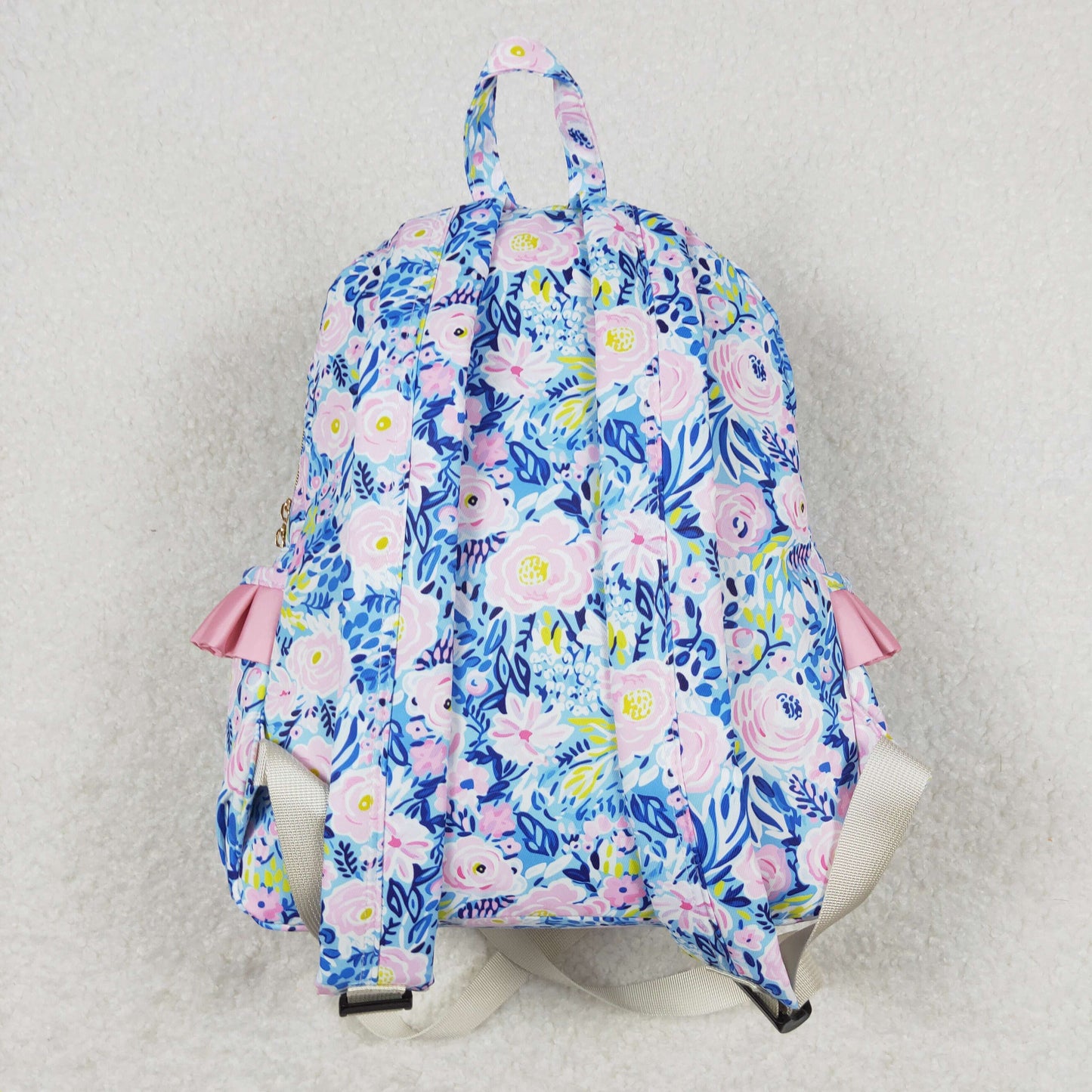 BA0175 Flower rose pink lace blue backpack