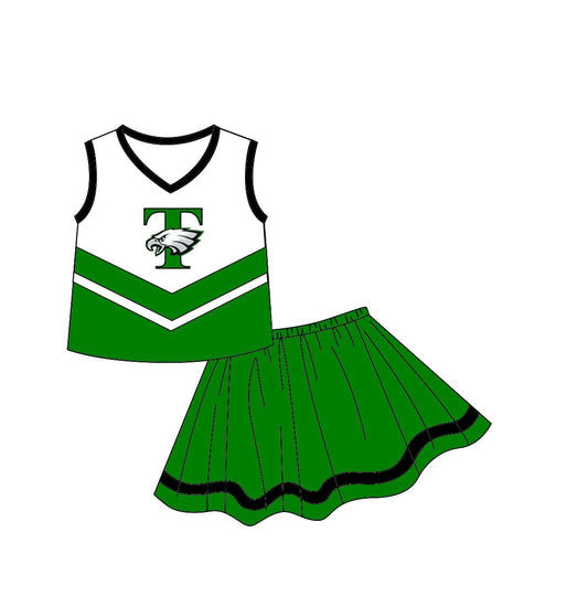 Deadline September 16 custom no moq eta 6-8weeks  Green Eagle Head Sleeveless Cheerleading Skirt Outfit