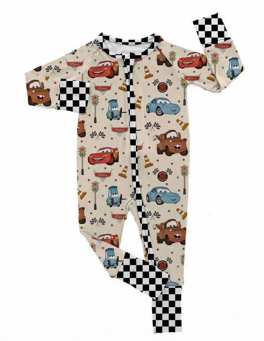 2 piece set  Cars plaid pajamas and rompers