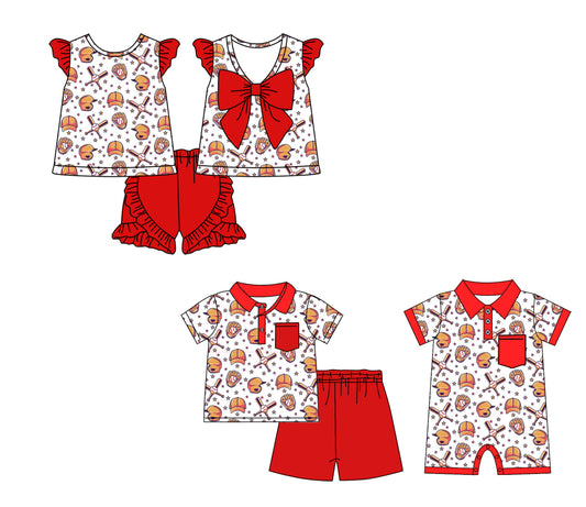 26.1.3 custom each style moq 5 eta 6-8week Sibling Sister baby boy short sleeve shorts sets 2 and romper match design