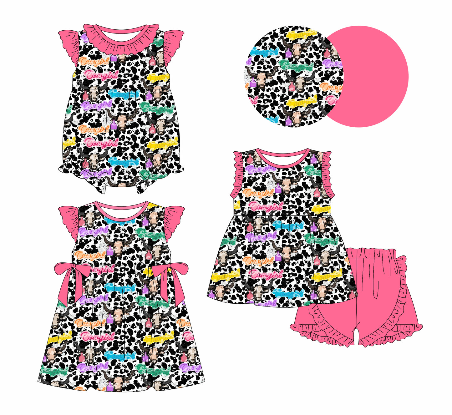 1.10 custom each style moq 5eta 4-6week Sibling Sister baby girl short sleeve shorts sets and dress and rompers match family design（