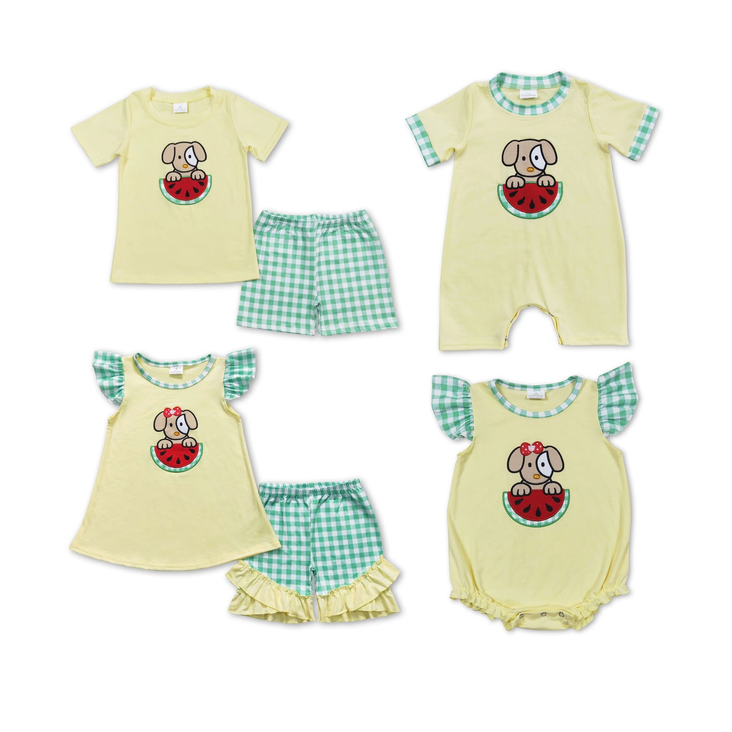 RTS NO MOQ Embroidery short-sleeved shorts suit & short-sleeved sets and romper