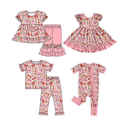 25.12.2 custom each style moq 5 eta 6-8week Sibling Sisters bow baby girl short sleeve pants sets 2 and dress and rompers match family design