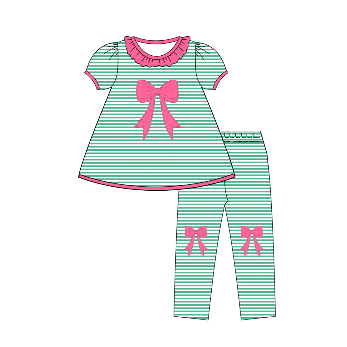 25.11.24 custom each style moq 5 eta 6-8week Sibling Sisters bow baby girl short sleeve pants sets 2 match family design