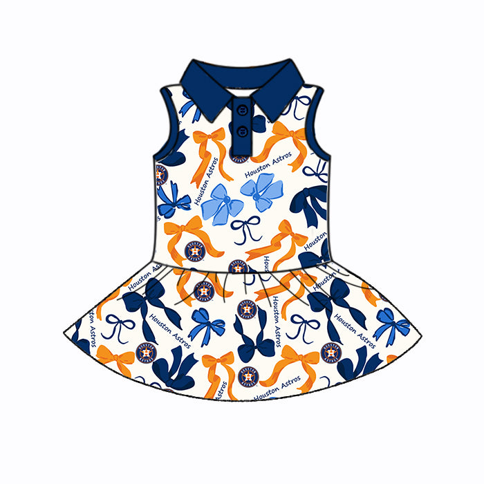 Custom moq 5 mix sizes summer teams baby girls clothes team blue short sleeve skirts shorts sets dress 1 and dress 2 and dress 3 and dress 4-25.5.17