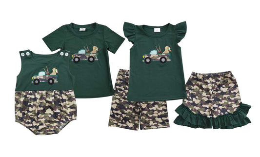 Baby Kids camouflage print Sibling Rompers Clothes Sets