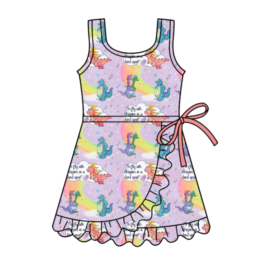Custom moq 5 mix size milk silk baby girl clothes summer cartoon sleeveless dress