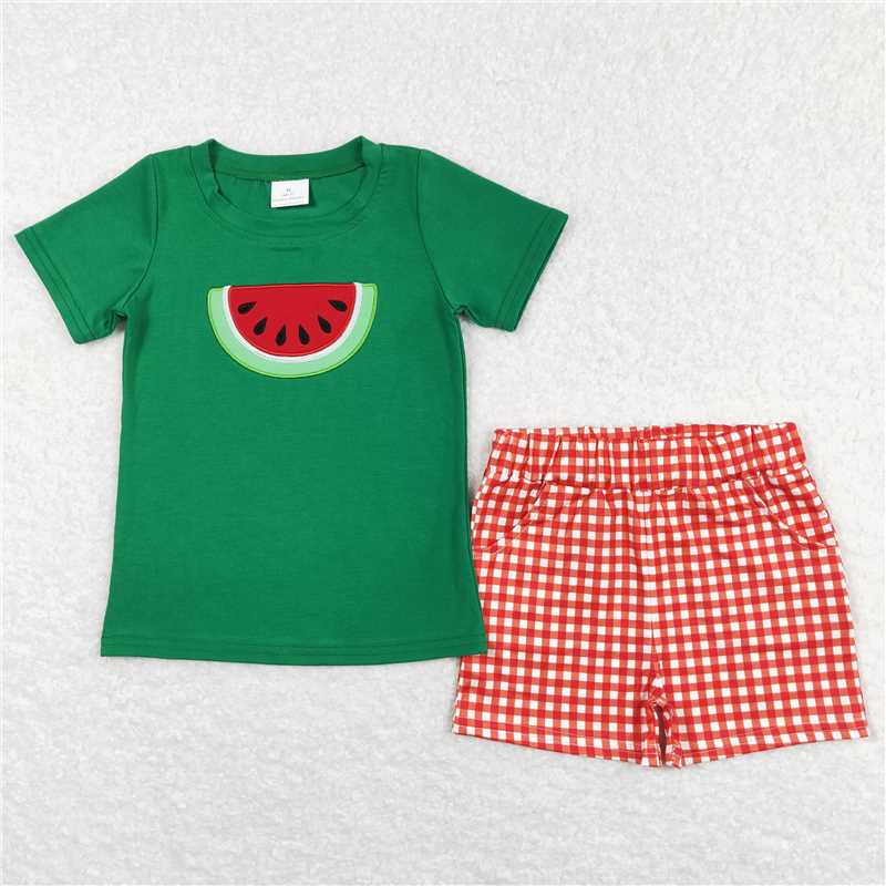 Baby Boys Fishing Blue Stripes Sibling Embroidery Summer Clothes Sets