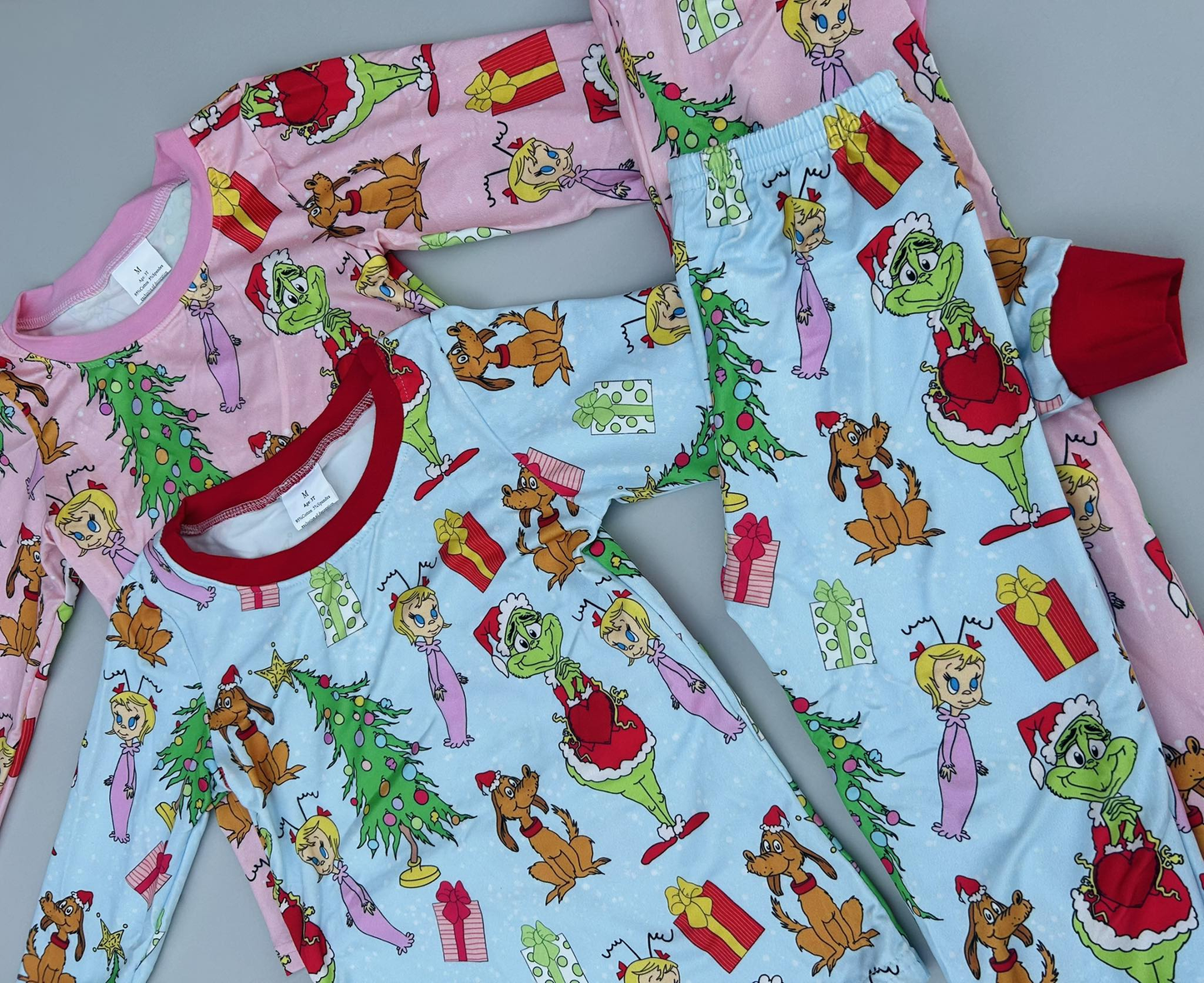 RTS NO MOQ Sibling Baby boy girl clothes Christmas cartoon long-sleeved pants suits