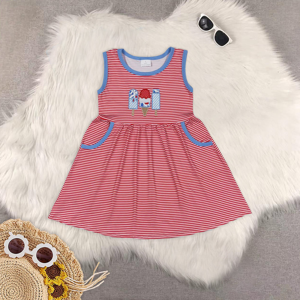 RTS NO MOQ baby boys clothes embroidery ice cream short sleeve Clothes Sets dress