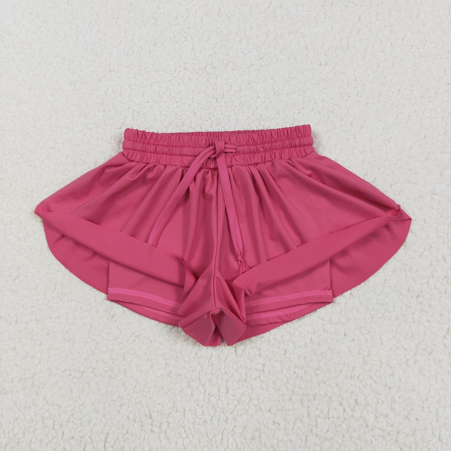 RTS NO MOQ SS0545 Pure rose red yoga shorts