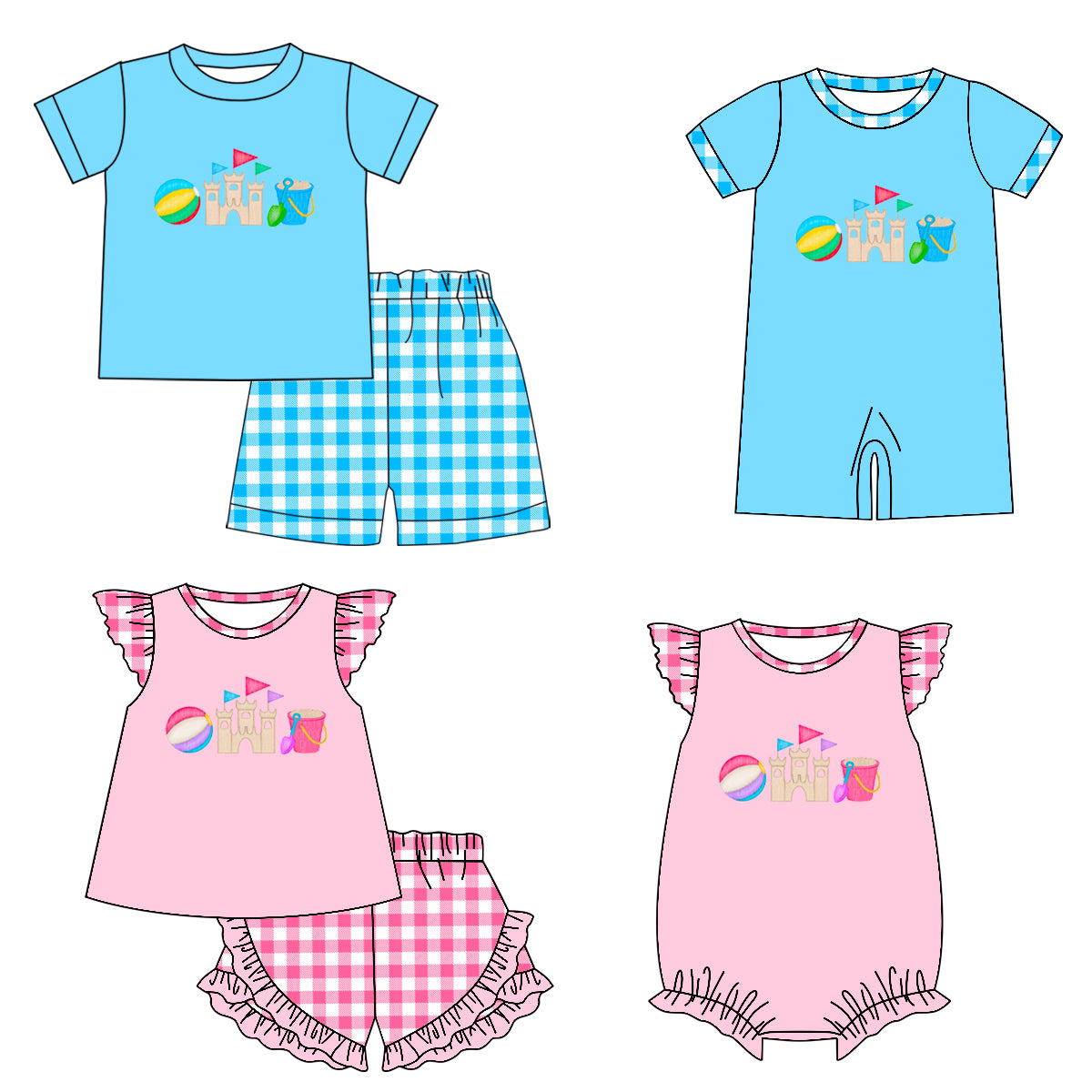 25.12.4 custom each style moq 5 eta 6-8week Sibling Sister baby short sleeve shorts sets 2 and romper 2 match design