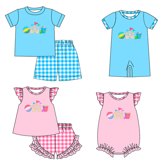 25.12.4 custom each style moq 5 eta 6-8week Sibling Sister baby short sleeve shorts sets 2 and romper 2 match design