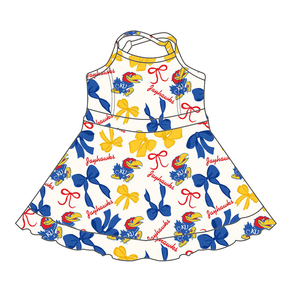 Custom moq 5 mix sizes summer teams baby girls clothes team blue short sleeve skirts shorts sets dress 1 and dress 2 and dress 3 and dress 4-25.5.22