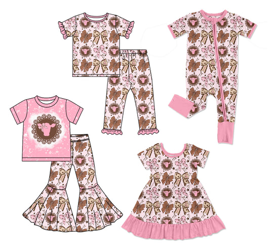 25.12.2 custom each style moq 5 eta 6-8week Sibling Sisters bow baby girl short sleeve pants sets 2 and dress and rompers match family design