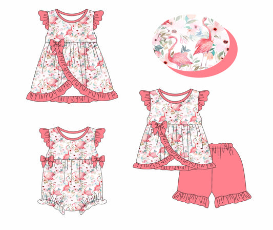 1.14 custom each style moq 5eta 4-6week Sibling Sisters baby girl short sleeve shorts sets and dress and rompers match family design