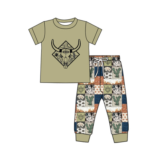 9.27 custom each style moq 5eta 4-6week baby boys clothes cow head short sleeve pants sets