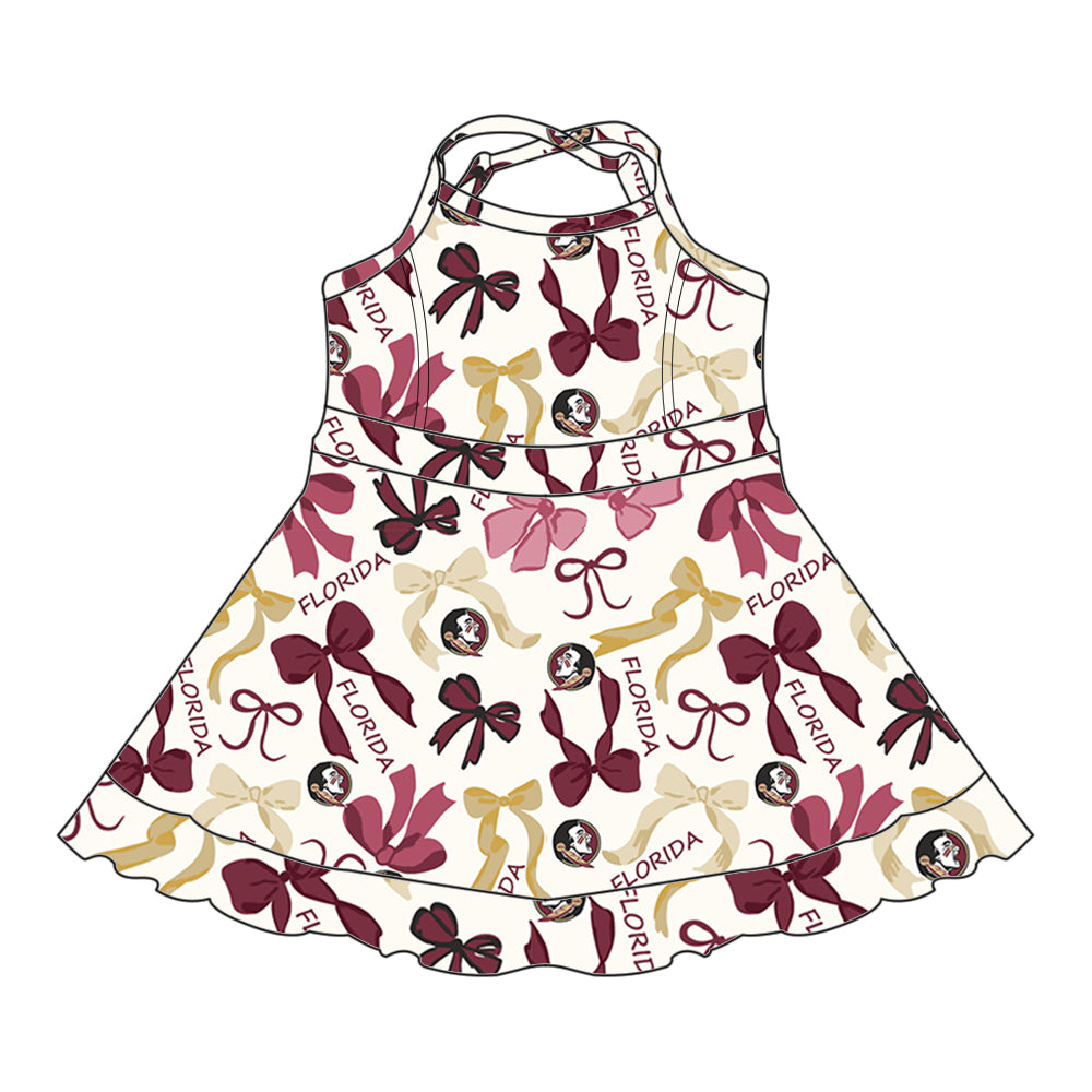 Custom moq 5 mix sizes summer teams baby girls clothes team brick red short sleeve skirts shorts sets dress 1 and dress 2 and dress 3 and dress 4-25.5.15