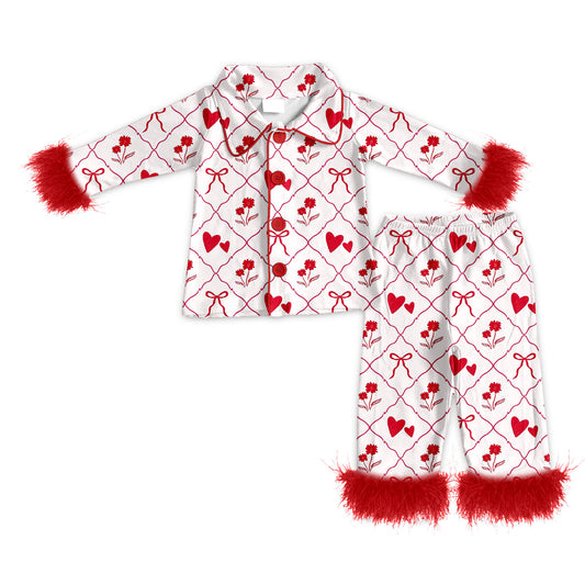 25.11.25 custom each style moq 5 eta 6-8week Sibling Sisters love bow floral plush baby girl clothes long sleeve pants sets