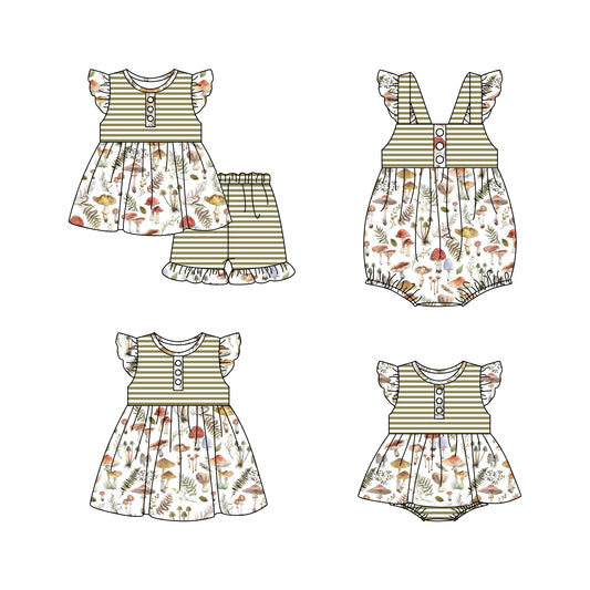 1.9 custom each style moq 5eta 4-6week Sibling Sister baby girl short sleeve shorts sets and boy romper and girl romper and dress match design