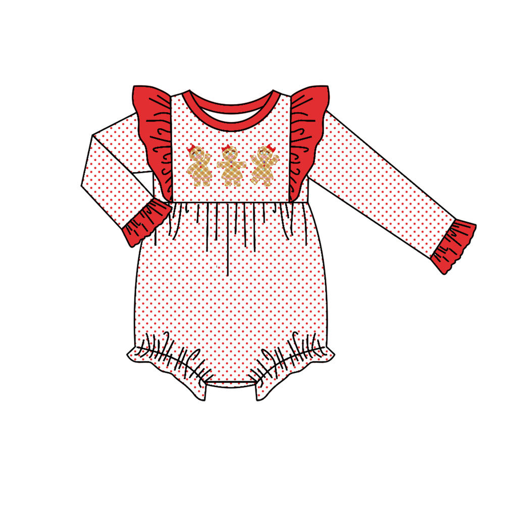 Deadline  August 7 custom no moq Long-sleeved Christmas Gingerbread Long Sleeve Romper