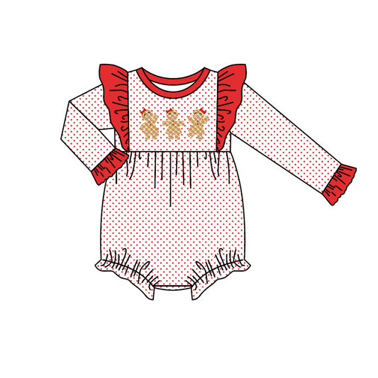 Deadline  August 7 custom no moq Long-sleeved Christmas Gingerbread Long Sleeve Romper