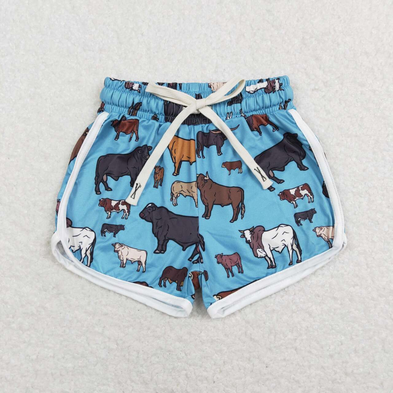 RTS NO MOQ Adults women and Baby Girls Alpine Yak Lake Blue Yoga Shorts