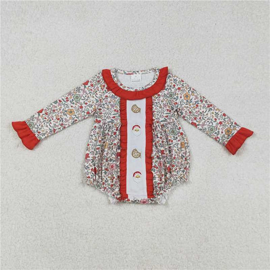 RTS NO MOQ（In Stock ) LR2232 Embroidered Christmas Long Sleeve Bodysuit