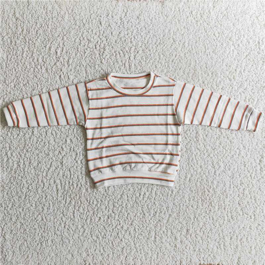 RTS SALES NO MOQ G2-16= Orange striped long-sleeved top